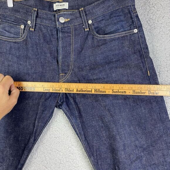 BUCK MASON Selvedge Jeans Denim Mens 33 x 31 Slim Fit RAW HEM Cut 2477 USA Made* - Picture 12 of 16